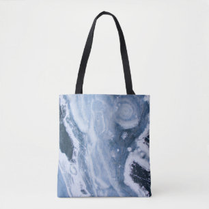 Closeup photography of grey geode tote bag