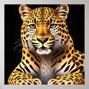 Closeup Portrait of a Majestic Leopard Poster