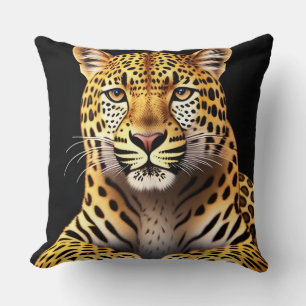 Closeup Portrait of a Majestic Leopard Throw Pillow
