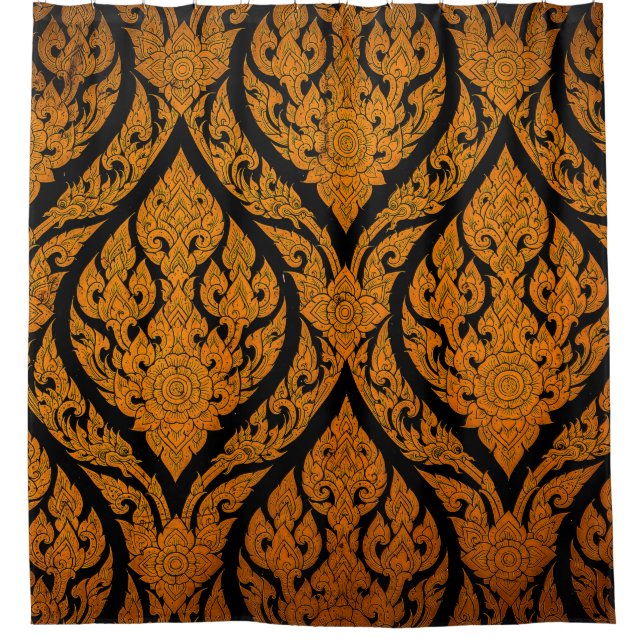 Closeup Thai pattern carving lotus picture at door (Front)