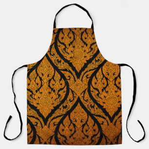 Closeup Thai pattern carving lotus picture at door Apron