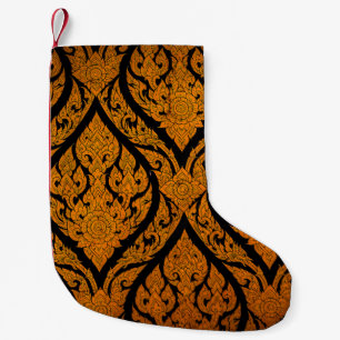 Closeup Thai pattern carving lotus picture at door Small Christmas Stocking