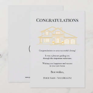 Closing Congratulations Card Real Estate