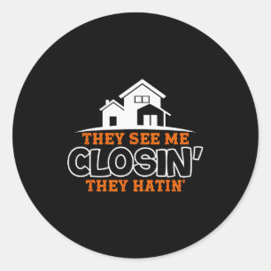 Closing S Like A Boss Real Estate Funny Realtor  Classic Round Sticker