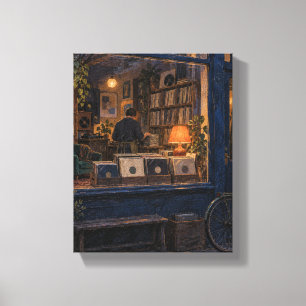 Closing Time at the Indigo Record Shop - Storybook Canvas Print