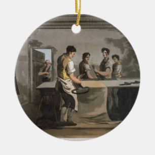 Cloth Dressers, from `Costume of Yorkshire' engrav Ceramic Ornament