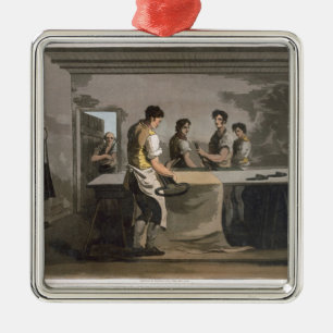 Cloth Dressers, from `Costume of Yorkshire' engrav Metal Ornament