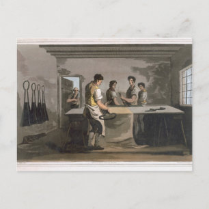 Cloth Dressers, from `Costume of Yorkshire' engrav Postcard