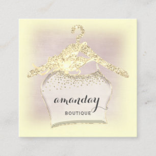 Cloth Hanger Dress Fashion Shop Gold  Diamond Square Business Card