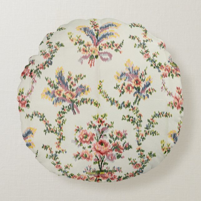 Cloth woven for Queen Marie Antoinette at the Pala Round Pillow (Front)
