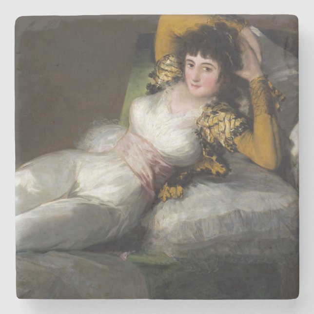 Clothed Maja (by Francisco Goya) Stone Coaster (Front)