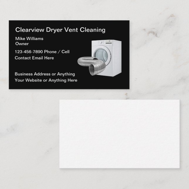 Clothes Dryer Appliance Vent Cleaning Business Card (Front/Back)