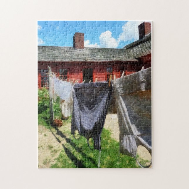 Clothes Hanging on Line Closeup Jigsaw Puzzle (Vertical)