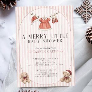 Clothes Line Baby Girl A Merry Little Baby Shower Invitation