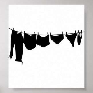 Clothes line silhouette poster