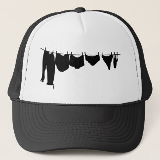 Clothes line silhouette trucker hat