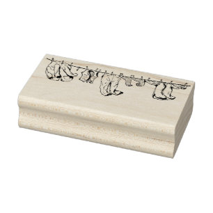 Clothes Line Vintage Rubber Art Stamp