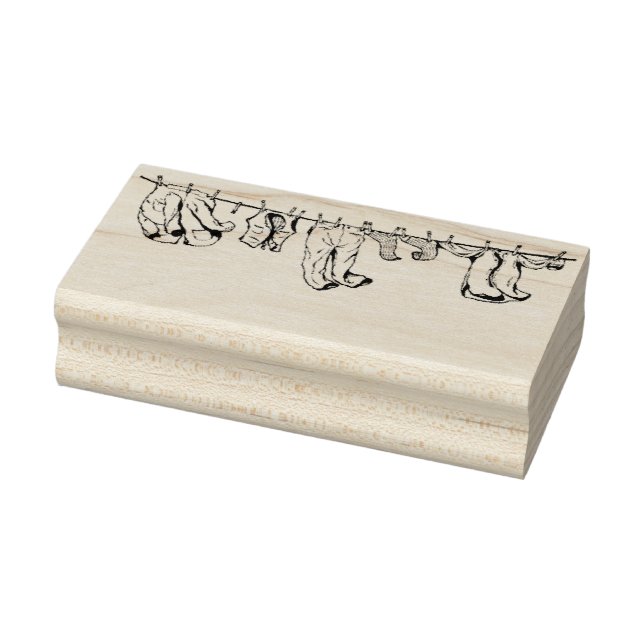 Clothes Line Vintage Rubber Art Stamp (Stamp)