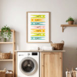 Clothes Pins Retro Colour Laundry Room Art Poster<br><div class="desc">A fun way to brighten up the mundane task of doing laundry, this large poster print can be hung both vertically or horizontally and features a collection of simply illustrated clothes pins in a palette of cheerfully retro bright colours.</div>