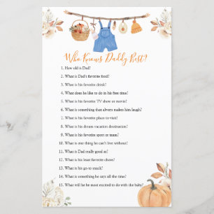 Clothes Pumpkin Baby Shower Who Knows Daddy Best