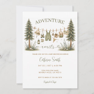 Clothesline Adventure Awaits Baby Shower  Invitation