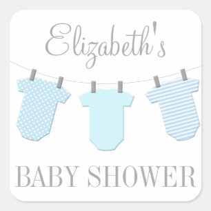 Clothesline Baby Blues Boy Baby Shower Sticker
