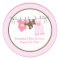Clothesline Baby Girl CIRCLE Custom Favour Sticker