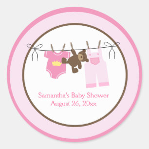 Clothesline Baby Girl CIRCLE Personnalisé Stickers