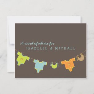 Clothesline Baby Shower Advice Card Blue   Green