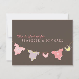 Clothesline Baby Shower Advice Card Pink   Lilac