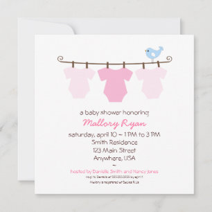 Clothesline Baby Shower Invitation