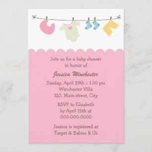Clothesline Baby Shower Invitation