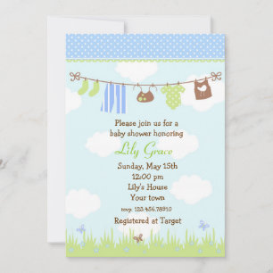 Clothesline Baby Shower Invitations