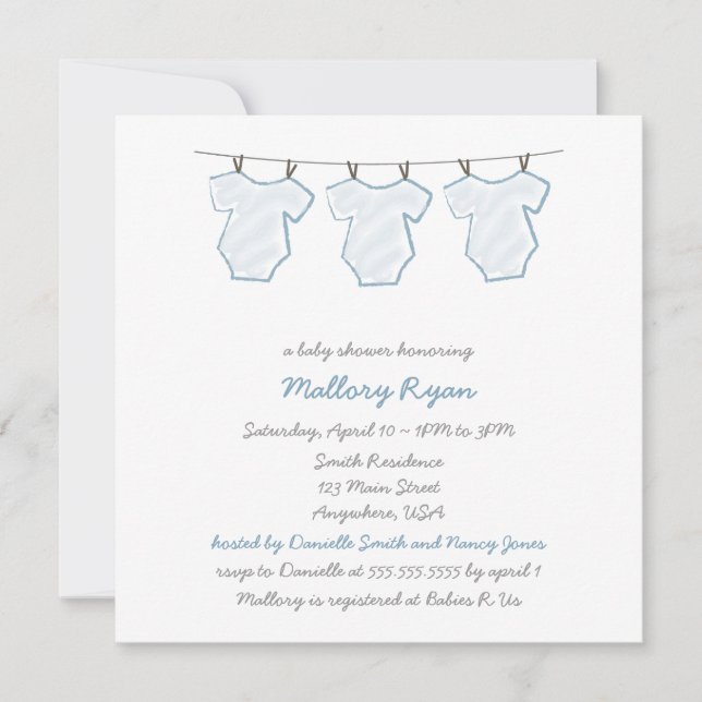 Clothesline Baby Shower Invitations (Front)