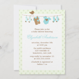 Clothesline Baby Shower Invitations