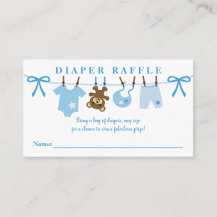 Clothesline Boy Baby Shower Diaper Raffle Enclosure Card