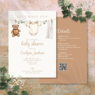 Clothesline Gender Neutral Baby Shower All In One Invitation