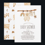 Clothesline Gender Neutral Drive-by Baby Shower Invitation<br><div class="desc">This boho clothesline gender-neutral drive-by/drive-thru baby shower invitation features baby clothes such as a romper and a pair of pants,  a stuffed bunny/animal,  and a rainbow. The reverse side features a white background with baby crib patterns. Personalize it for your needs. You can find matching products at my store.</div>