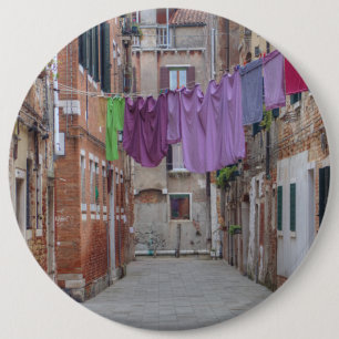 Clothesline In Venice Italy 6 Inch Round Button