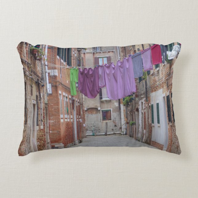 Clothesline In Venice Italy Decorative Pillow (Front)