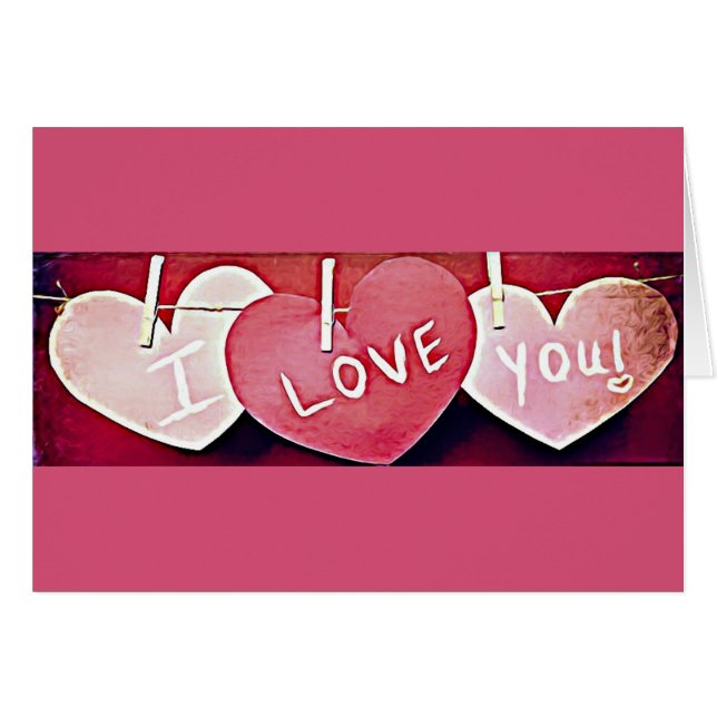Clothesline Love Greeting Card (Front Horizontal)