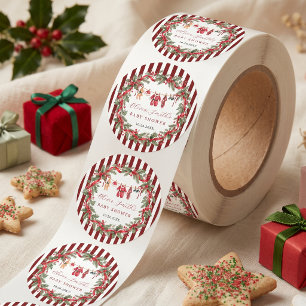Clothesline Red Christmas Baby Shower Classic Round Sticker