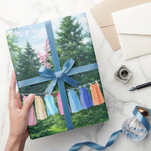 Clothesline Wrapping Paper   Nostalgic Laundry