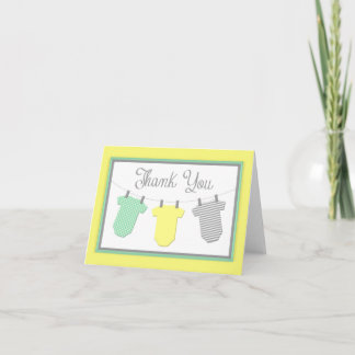 Clothesline Yellow & Aqua Baby Shower Thank You