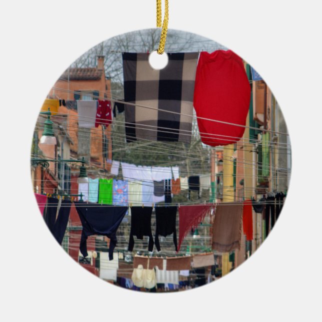 Clotheslines In Venice Italy Ceramic Ornament (Front)