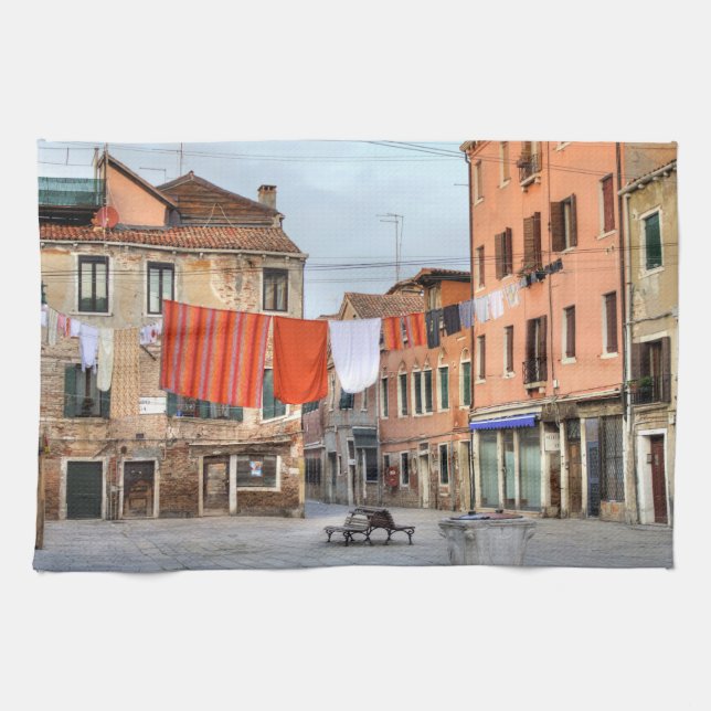 Clotheslines In Venice Italy Kitchen Towel (Horizontal)