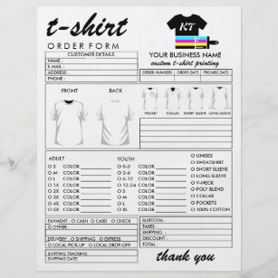 Clothing Apparel T-shirt Print Order Form Flyer