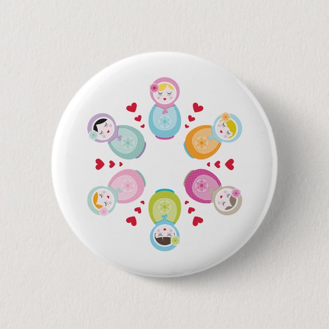 CLOTHING :: babushka dolls - mandala 2 Inch Round Button (Front)