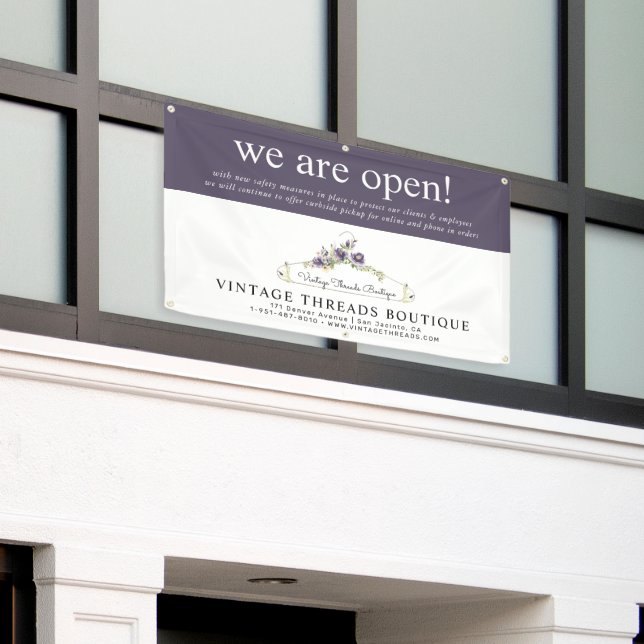 Clothing Boutique Grand Reopening Covid Safety Banner (Outside Building)