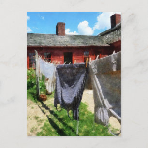 Clothing Hanging on Line Closeup Postcard